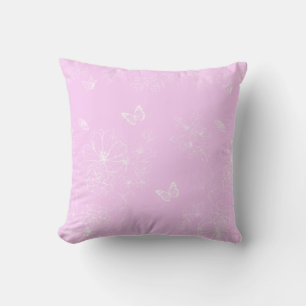 Roze Bloemen Minimalistisch Patroon Modern Abstrac Kussen