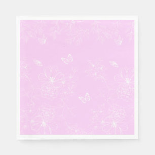 Roze Bloemen Minimalistisch Patroon Modern Abstrac Servet