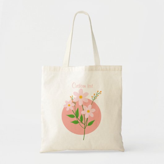 Roze bloemen minimalistisch tote bag (Voorkant)