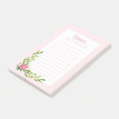 Roze Bloemen Mitswa Opmerking: 4x6 Sticky Pad Post-it® Notes (Schuin)