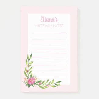 Roze Bloemen Mitswa Opmerking: 4x6 Sticky Pad Post-it® Notes