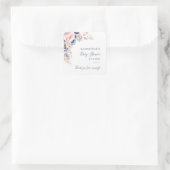 Roze Bloemen Modern Baby shower Vierkante Sticker (Tas)