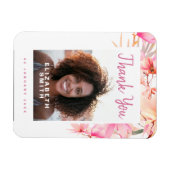 Roze Bloemen Modern Elegant Dank u Magneet (Horizontaal)