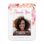 Roze Bloemen Modern Elegant Dank u Magneet (Verticaal)