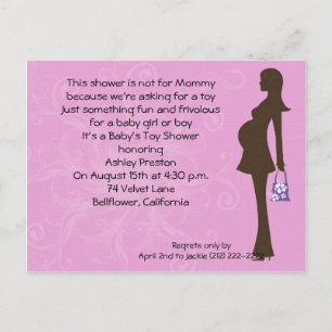 Roze Bloemen Modern Mom Baby shower Uitnodiging Briefkaart