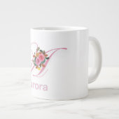 Roze Bloemen Modern Monogram Initiaal Letter Grote Koffiekop (Voorkant rechts)