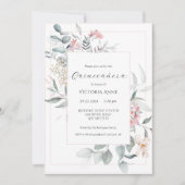 Roze Bloemen Modern Quinceañera Kaart (Voorkant)