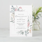 Roze Bloemen Modern Quinceañera Kaart (Staand voorkant)