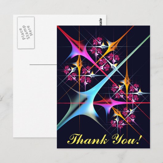 Roze Bloemen Moderne Abstracte Kunst Kleurenpatroo Briefkaart (Voorkant / Achterkant)