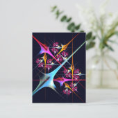 Roze Bloemen Moderne Abstracte Kunst Kleurenpatroo Briefkaart (Staand voorkant)