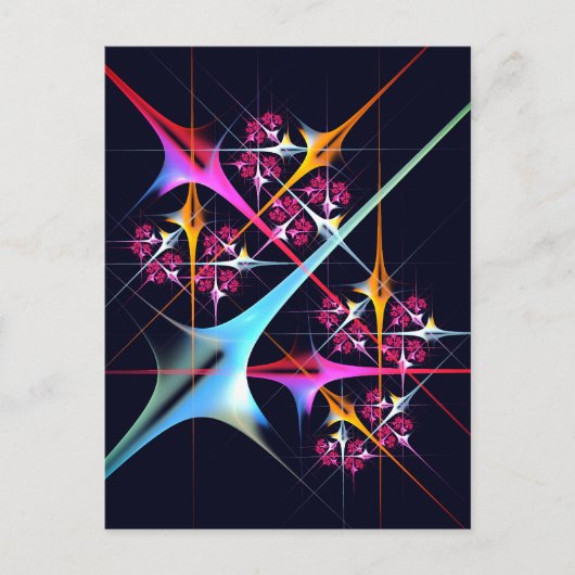 Roze Bloemen Moderne Abstracte Kunst Kleurenpatroo Briefkaart (Voorkant)