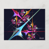 Roze Bloemen Moderne Abstracte Kunst Kleurenpatroo Briefkaart (Achterkant)