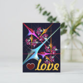 Roze Bloemen Moderne Abstracte Kunst Kleurenpatroo Briefkaart (Staand voorkant)