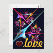 Roze Bloemen Moderne Abstracte Kunst Kleurenpatroo Briefkaart (Voorkant / Achterkant)