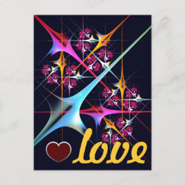 Roze Bloemen Moderne Abstracte Kunst Kleurenpatroo Briefkaart