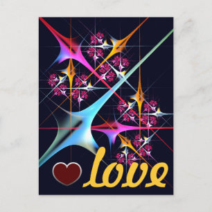 Roze Bloemen Moderne Abstracte Kunst Kleurenpatroo Briefkaart