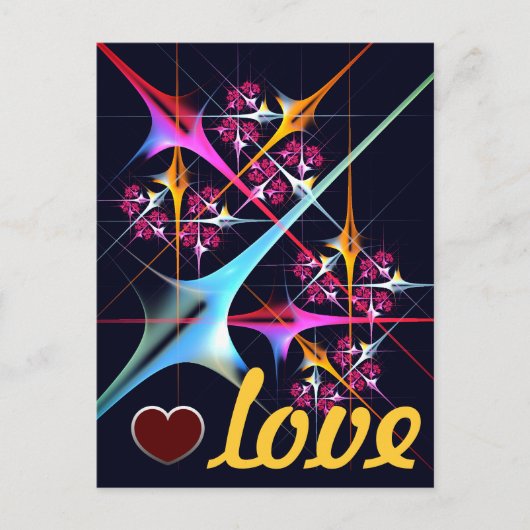 Roze Bloemen Moderne Abstracte Kunst Kleurenpatroo Briefkaart (Voorkant)