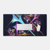 Roze Bloemen Moderne Abstracte Kunst Kleurenpatroo Bureaumat (Keyboard & Muis)