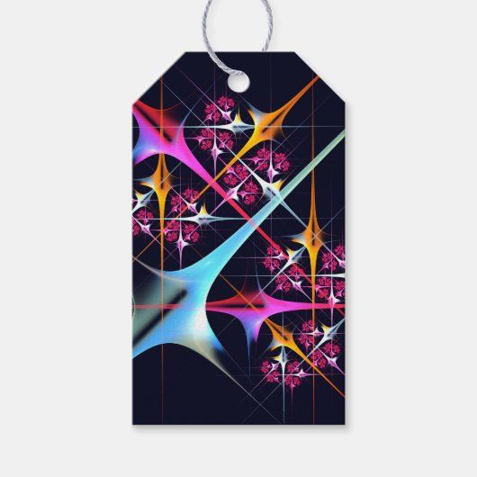 Roze Bloemen Moderne Abstracte Kunst Kleurenpatroo Cadeaulabel (Voorkant)