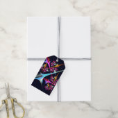 Roze Bloemen Moderne Abstracte Kunst Kleurenpatroo Cadeaulabel (Met Touw)