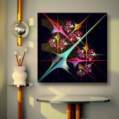 Roze Bloemen Moderne Abstracte Kunst Kleurenpatroo Canvas Afdruk