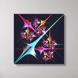 Roze Bloemen Moderne Abstracte Kunst Kleurenpatroo Canvas Afdruk