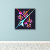 Roze Bloemen Moderne Abstracte Kunst Kleurenpatroo Canvas Afdruk (Insitu (Houten vloer))