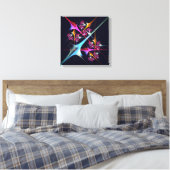 Roze Bloemen Moderne Abstracte Kunst Kleurenpatroo Canvas Afdruk (Insitu (Slaapkamer))