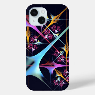 Roze Bloemen Moderne Abstracte Kunst Kleurenpatroo iPhone 15 Case