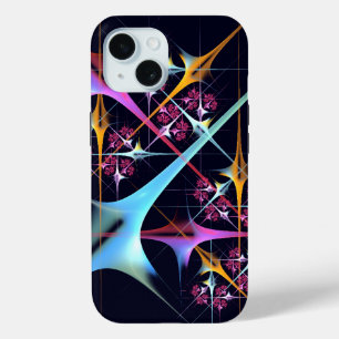 Roze Bloemen Moderne Abstracte Kunst Kleurenpatroo iPhone 15 Case