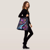 Roze Bloemen Moderne Abstracte Kunst Kleurenpatroo Crossbody Tas (Op model)
