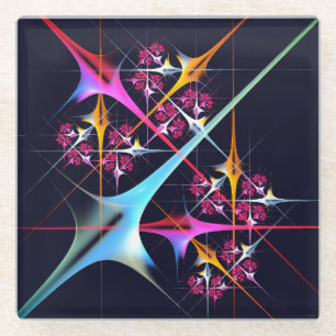 Roze Bloemen Moderne Abstracte Kunst Kleurenpatroo Glazen Onderzetter