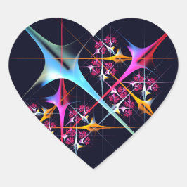 Roze Bloemen Moderne Abstracte Kunst Kleurenpatroo Hart Sticker