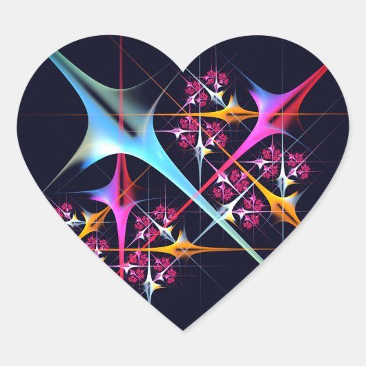 Roze Bloemen Moderne Abstracte Kunst Kleurenpatroo Hart Sticker (Voorkant)