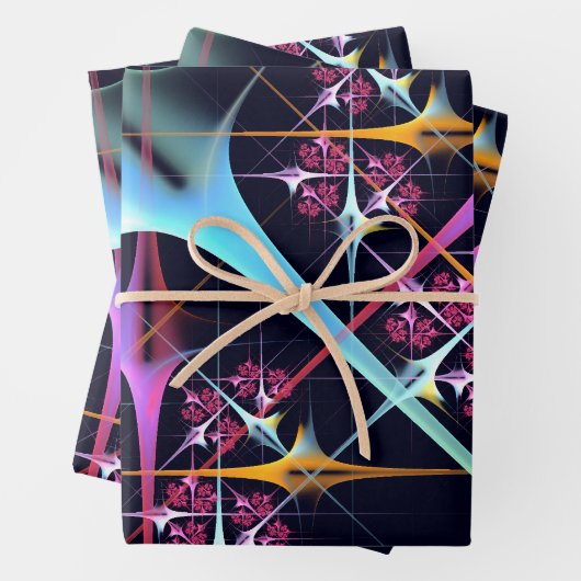 Roze Bloemen Moderne Abstracte Kunst Kleurenpatroo Inpakpapier Vel (In situ)