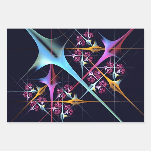 Roze Bloemen Moderne Abstracte Kunst Kleurenpatroo Inpakpapier Vel (Voorkant)