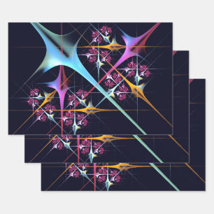 Roze Bloemen Moderne Abstracte Kunst Kleurenpatroo Inpakpapier Vel