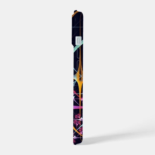 Roze Bloemen Moderne Abstracte Kunst Kleurenpatroo iPhone 15 Case (Linkerkant)