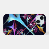 Roze Bloemen Moderne Abstracte Kunst Kleurenpatroo iPhone 15 Case (Achterkant horizontaal)