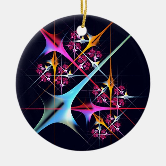 Roze Bloemen Moderne Abstracte Kunst Kleurenpatroo Keramisch Ornament (Voorkant)