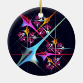 Roze Bloemen Moderne Abstracte Kunst Kleurenpatroo Keramisch Ornament (Achterkant)