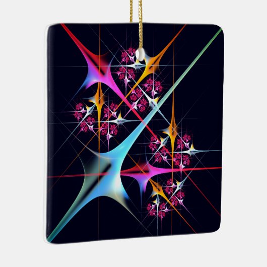 Roze Bloemen Moderne Abstracte Kunst Kleurenpatroo Keramisch Ornament (Rechts)