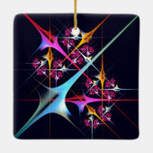 Roze Bloemen Moderne Abstracte Kunst Kleurenpatroo Keramisch Ornament (Achterkant)