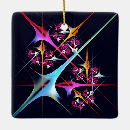 Roze Bloemen Moderne Abstracte Kunst Kleurenpatroo Keramisch Ornament (Achterkant)