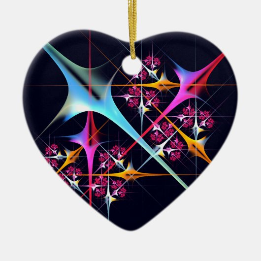 Roze Bloemen Moderne Abstracte Kunst Kleurenpatroo Keramisch Ornament (Voorkant)