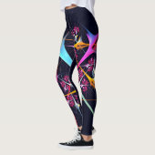 Roze Bloemen Moderne Abstracte Kunst Kleurenpatroo Leggings (Links)