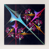 Roze Bloemen Moderne Abstracte Kunst Kleurenpatroo Legpuzzel (Horizontaal)