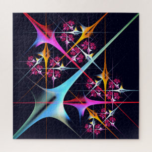 Roze Bloemen Moderne Abstracte Kunst Kleurenpatroo Legpuzzel