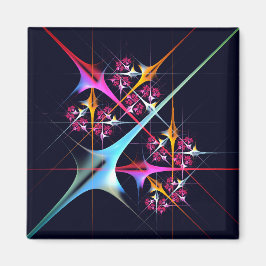 Roze Bloemen Moderne Abstracte Kunst Kleurenpatroo Magneet