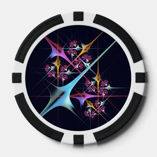 Roze Bloemen Moderne Abstracte Kunst Kleurenpatroo Poker Chips (Voorkant)